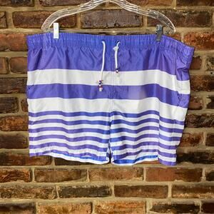 Super Body Purple Blue Fade Striped Swim Bathing Suit Shorts Men's Size XXL
